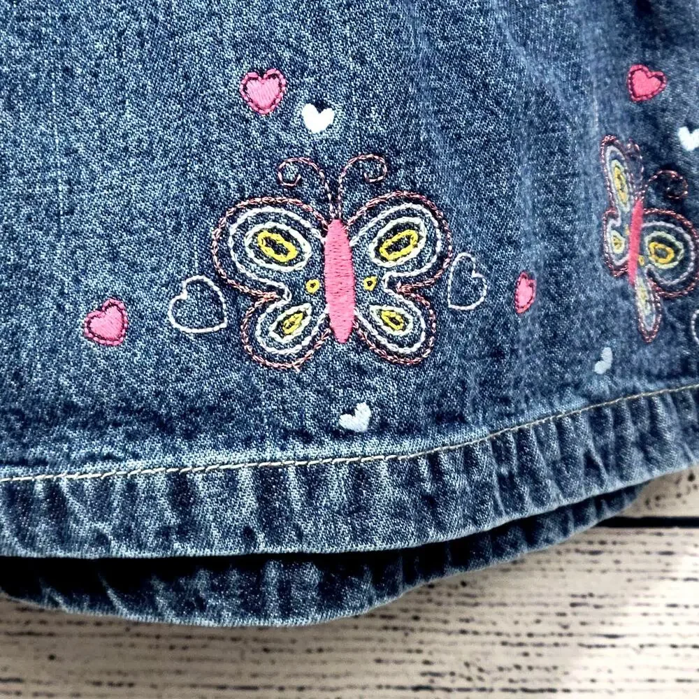Vintage Oshkosh Denim Butterfly Embroidered Dress‎ Size 18 months